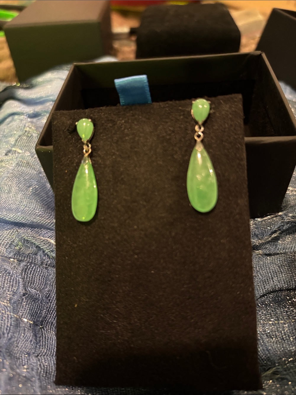 Elegant Green Teardrop Dangle Earrings for Women